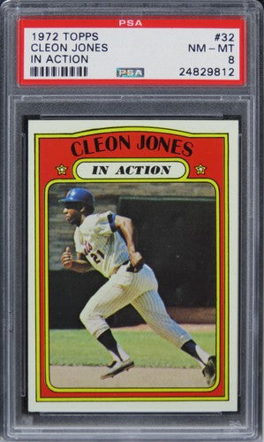 1972 Topps Cleon Jones IN ACTION #32 PSA 8 NM-MT