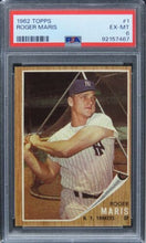 Load image into Gallery viewer, 1962 Topps Roger Maris #1 PSA 6 EX-MT