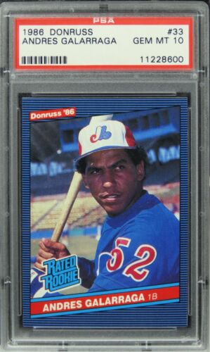 1986 Donruss Andres Galarraga ACCENT MARK OVER ANDRES ROOKIE #33 PSA 10 GEM MINT