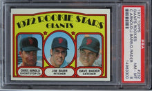 Load image into Gallery viewer, 1972 Topps Giants Rookies C.ARNOLD/J.BARR/D.RADER #232 PSA 8 NM-MT