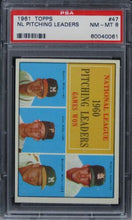 Load image into Gallery viewer, 1961 Topps NL Pitching Leaders w/ Warren Spahn HOF #47 PSA 8 NM-MT