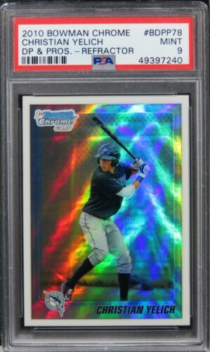2010 Bowman Chrome Christian Yelich DP & PROS.-REFRACTOR ROOKIE RC #BDPP78 PSA 9