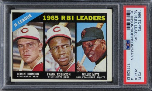 1966 Topps NL R.B.I Leaders JOHNSON/ROBINSON/MAYS HOF #219 PSA 4 VG-EX