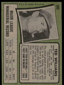 1971 Topps Ted Williams HOF #380 EX