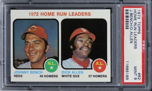 1973 Topps Home Run Leaders J.BENCH/D.ALLEN HOF #62 PSA 9 MINT