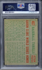 1959 Topps AARON CLUBS WORLD SERIES HOMER HOF #467 PSA 8 NM-MT