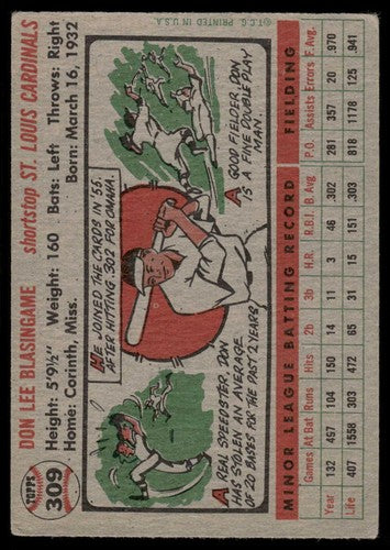 1956 Topps Don Blasingame #309 VG-EX