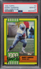 Load image into Gallery viewer, 1990 Topps Barry Sanders 1000 YARD CLUB HOF #3 PSA 10 GEM MINT