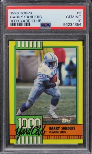 1990 Topps Barry Sanders 1000 YARD CLUB HOF #3 PSA 10 GEM MINT