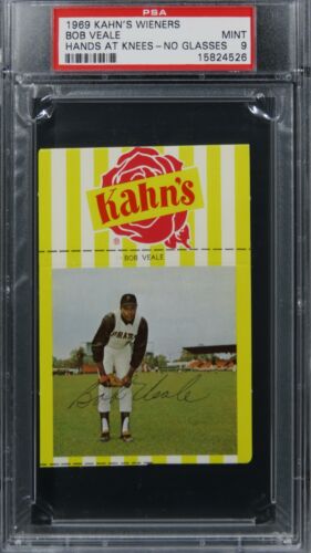 1969 Kahn's Wieners Bob Veale HANDS AT KNEES-NO GLASSES PSA 9 MINT