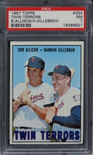 Load image into Gallery viewer, 1967 Topps Twin Terrors B.ALLISON/H.KILLEBREW HOF #334 PSA 7 NM
