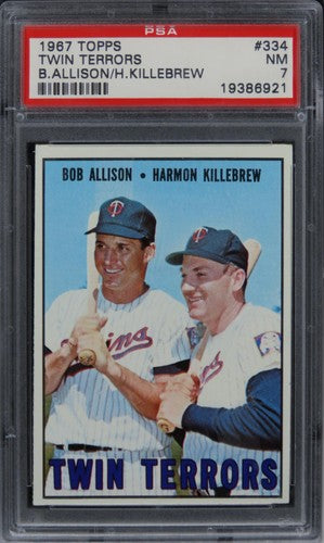 1967 Topps Twin Terrors B.ALLISON/H.KILLEBREW HOF #334 PSA 7 NM