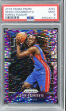 Load image into Gallery viewer, 2019 Panini Prizm Sekou Doumbouya PURPLE PULSAR /35 ROOKIE #261 PSA 9 MINT