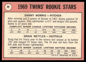 1969 Topps Danny Morris/Graig Nettles RC BLACK LOOP #99 EX-MT