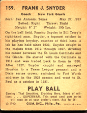 Load image into Gallery viewer, 1940 Play Ball Pancho Snyder #159 VG