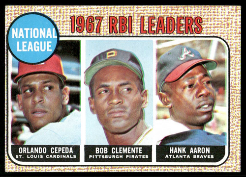 1968 Topps NL R.B.I. Leaders w/ Aaron/Clemente/Cepeda HOF #3 VG-EX