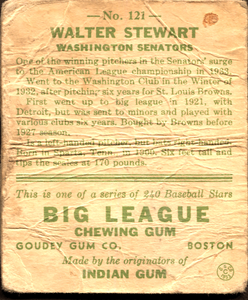 1933 Goudey Walter Stewart #121 POOR
