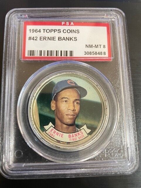 1964 Topps Coins Ernie Banks HOF #42 PSA 8 NM-MT