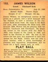 Load image into Gallery viewer, 1940 Play Ball Jimmy Wilson #152 VG