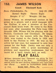 1940 Play Ball Jimmy Wilson #152 VG