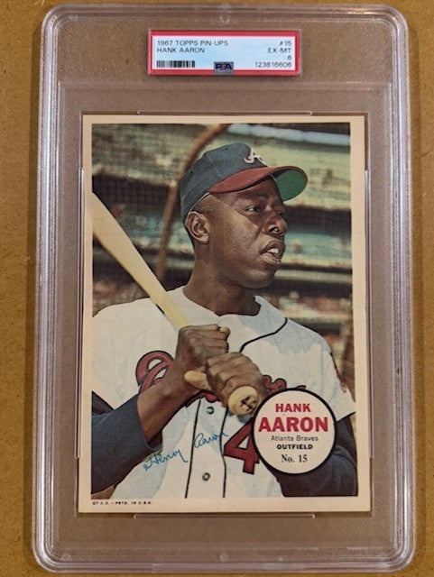 1967 Topps Pin-Ups Hank Aaron HOF #15 PSA 6 EX-MT