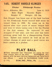 Load image into Gallery viewer, 1940 Play Ball Bob Klinger #165 GOOD