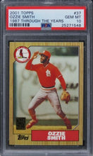 Load image into Gallery viewer, 2001 Topps Ozzie Smith 1987 THROUGH THE YEARS HOF #37 PSA 10 GEM MINT