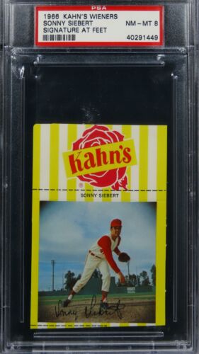 1966 Kahn's Wieners Sonny Siebert SIGNATURE AT FEET PSA 8 NM-MT
