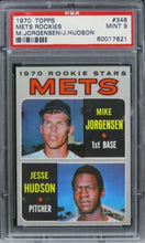 Load image into Gallery viewer, 1970 Topps Mets Rookies M.JORGENSEN/J.HUDSON #348 PSA 9 MINT