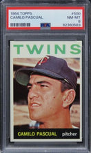 Load image into Gallery viewer, 1964 Topps Camilo Pascual #500 PSA 8 NM-MT